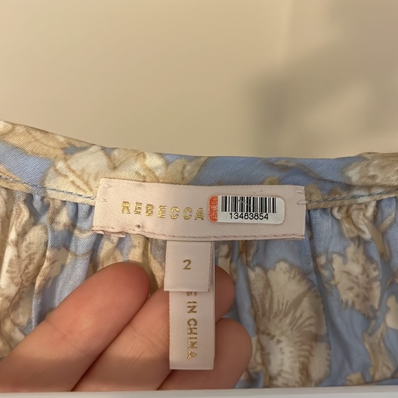 Rebecca Taylor Short-Sleeve Satin Leaf Floral Dress - Picture 6 of 6